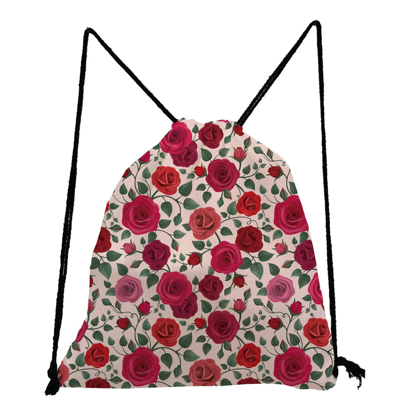 Red Rose Print Drawstring Bags for Girls Boys Birthday Party Gift