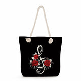 Red Rose Tote Bag Floral Print Women Casual High Capacity Handbag