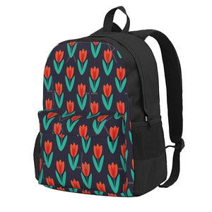 Red Tulip In Midnight Backpack - Men's & Women's School Bag