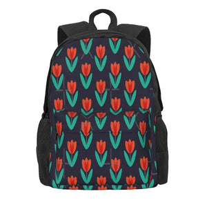Red Tulip In Midnight Backpack - Men's & Women's School Bag