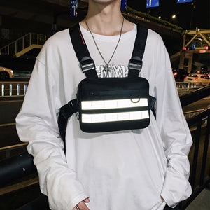 Reflective Streetwear Tactical Vest Hip Hop Crossbody Pack