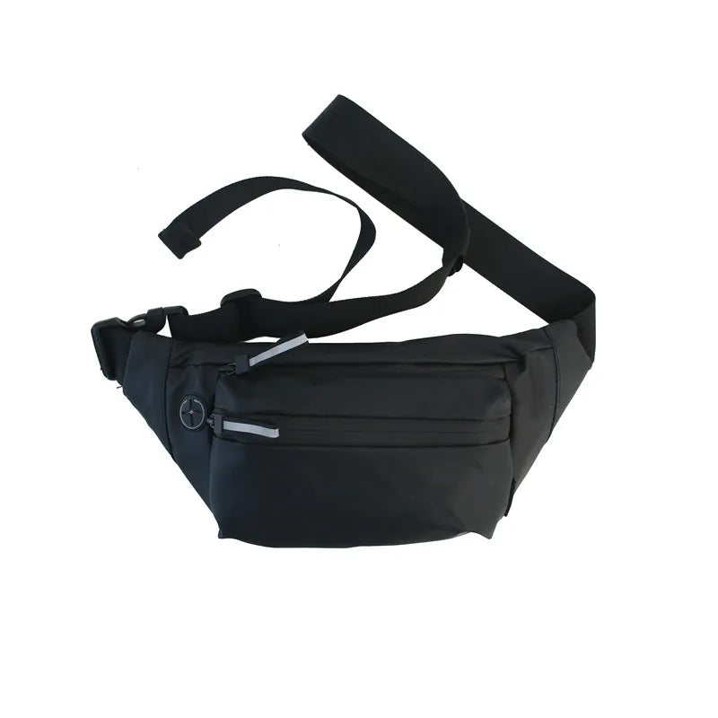 Reflective Zipper Chest Bags for Women PU Leather Multifunction Three Pockets