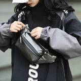 Reflective Zipper Chest Bags for Women PU Leather Multifunction Three Pockets