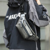 Reflective Zipper Chest Bags for Women PU Leather Multifunction Three Pockets