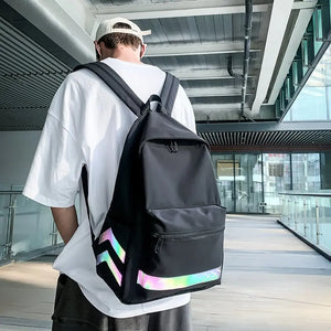 Reflective Stripes Backpack Unisex Waterproof Oxford Backpack