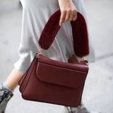 Women Plush Bag Strap Shoulder Handbag Strap Faux Fur Bag Belts