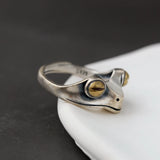 Delicate Frog 925 Silver Opening Ring Adjustable Size