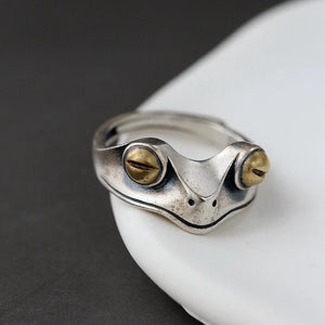 Delicate Frog 925 Silver Opening Ring Adjustable Size