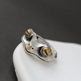 Delicate Frog 925 Silver Opening Ring Adjustable Size