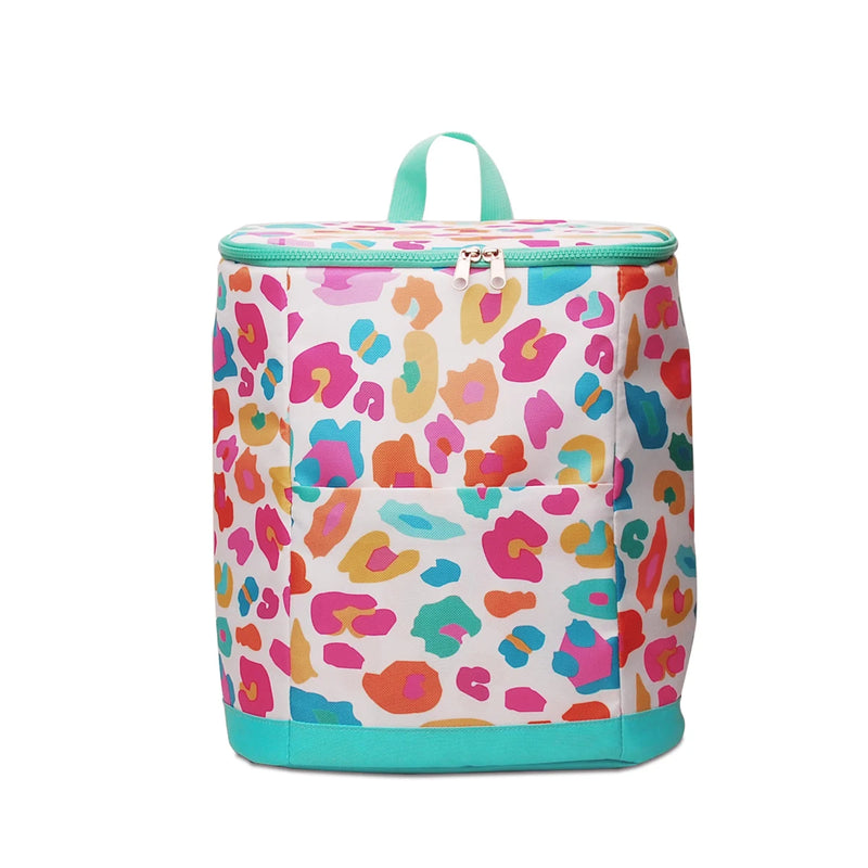 Nylon Cooler Backpack Multi-leopard Print Lunch Bag