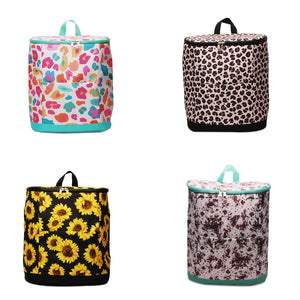 Nylon Cooler Backpack Multi-leopard Print Lunch Bag