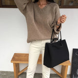 Retro Frosted Women Handbags PU Leather Bucket Shoulder Bag