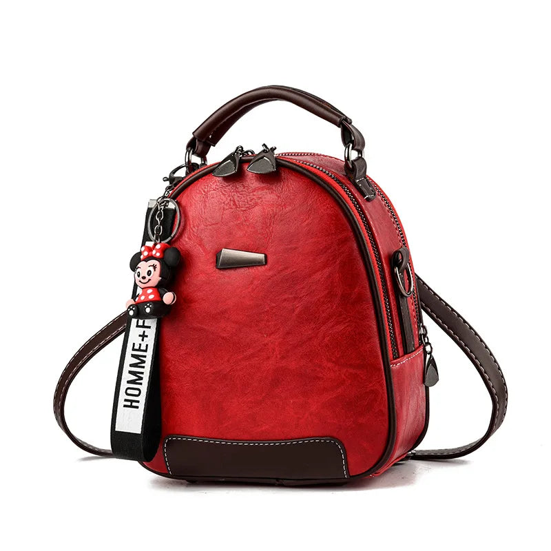 Retro Backpack Women's College Style Pu Shoulder Bag