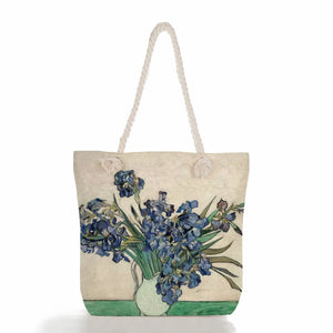 Van Gogh Oil Painting Handbags Thick Rope Linen Tote Bag