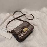 Retro Houndstooth PU Leather Small Bag Female Single Shoulder Messenger