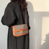 Retro Houndstooth PU Leather Small Bag Female Single Shoulder Messenger