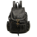 Retro Backpack Student Shoulder Bag Large-capacity Travel Bag Women PU Leather R