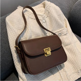 Retro Leather Handbag Small Square Tote Bag