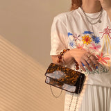 Retro Beaded Chain Small Handbags Ladies Mini Square Shoulder Crossbody Bags