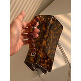 Retro Beaded Chain Small Handbags Ladies Mini Square Shoulder Crossbody Bags