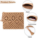 Boho Style Handwoven Crossbody Straw Shoulder Bag with Tassel Zipper