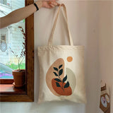 Boho Plants Canvas Tote Bag Harajuku Shoulder Bag
