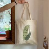 Retro Boho Plants Canvas Tote Bag Lady Handbag Harajuku Shoulder Bags