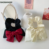 Vintage Lace Mini Pouch for Women Retro Bowknot Clutch Purse