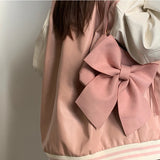 Retro Bowknot Women's Underarm Bag Small Tote Shoulder Bags Pink Handbags