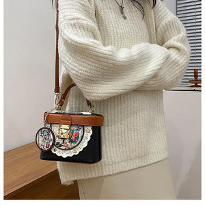 Retro Box Bag Female Style Single Shoulder Bag Messenger Bag
