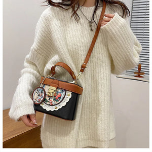 Retro Box Bag Female Style Single Shoulder Bag Messenger Bag
