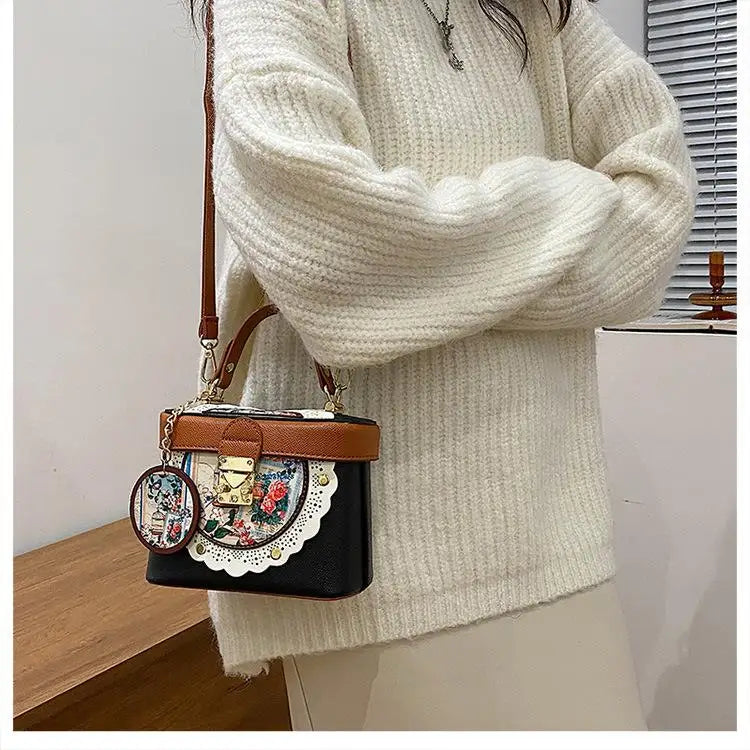 Retro Box Bag Female Style Single Shoulder Bag Messenger Bag