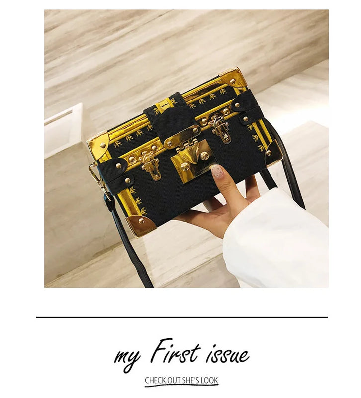 Metal Rivets Shoulder Handbag Retro Box Bags