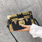 Metal Rivets Shoulder Handbag Retro Box Bags