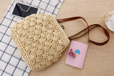 Retro Brass Buckle Single Shoulder Woven Shell Crochet Crossbody Straw Beach Cas