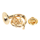 French Horn Shape Lapel Brooch Brass Pin with Case