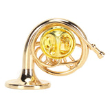 French Horn Shape Lapel Brooch Brass Pin with Case
