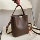 Retro Bucket Bag Ladies Shoulder Bag Solid PU Messenger Bag