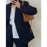 Retro Butterfly Women Half-Moon Shoulder Bag Brown PU Leather Handbag