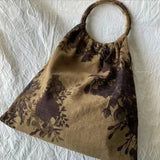Retro Camellia Flower Printed Women's Bag Bamboo Portable Handbag