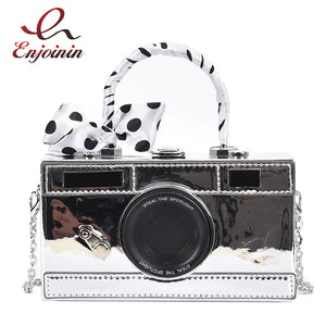 Vintage Camera Style Ladies Party Handbag with Chain Shoulder Bag