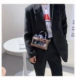 Vintage Camera Style Ladies Party Handbag with Chain Shoulder Bag