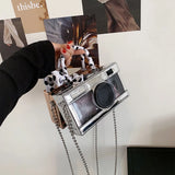 Vintage Camera Style Ladies Party Handbag with Chain Shoulder Bag