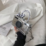 Vintage Camera Style Ladies Party Handbag with Chain Shoulder Bag