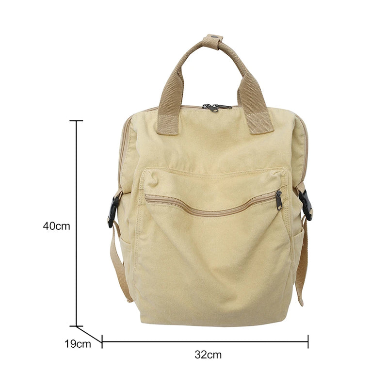 Retro Canvas Backpack Large Capacity Travel Student School Bag Zipper Rucksack