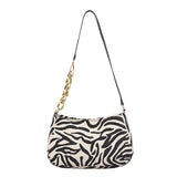 Retro Canvas Shoulder Bag Leopard Lattice Zipper Shopping Bag