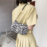 Retro Canvas Shoulder Bag Leopard Lattice Zipper Shopping Bag