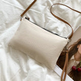 Retro Canvas Shoulder Bag For Women Leather Rope Zipper Crossbody Bag