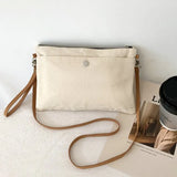 Retro Canvas Shoulder Bag For Women Leather Rope Zipper Crossbody Bag