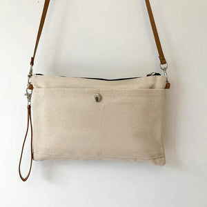 Retro Canvas Shoulder Bag For Women Leather Rope Zipper Crossbody Bag